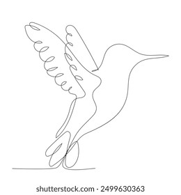 Continuous one line art of a humming bird.