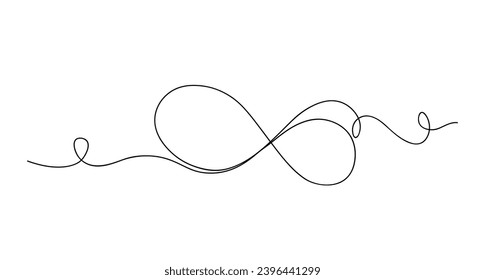 Continuous one line art infinity limitless isolated vector illustration on white background.