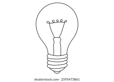 Continuous one line art light bulb symbol idea and creativity isolated outline vector drawing illustration