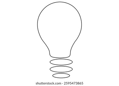 Continuous one line art light bulb symbol idea and creativity isolated outline vector drawing illustration