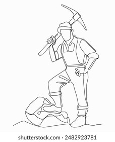 Continuous one line art of a lobour, vector illustration.