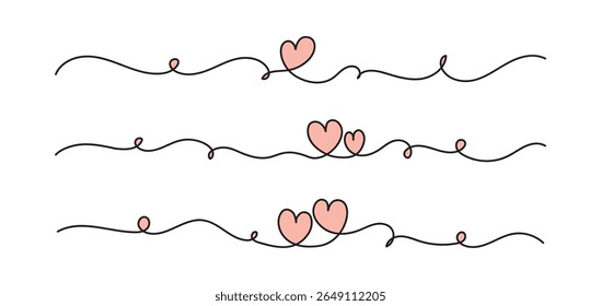 Ilustración vectorial aislada de la forma del corazón del amor del arte continuo de una línea sobre fondo blanco.