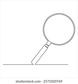 Continuous one line art magnifying glass search symbol sketch vector illustration