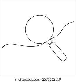 Continuous one line art magnifying glass search symbol sketch vector illustration