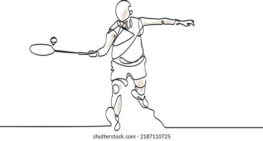 Continuous one line art minimalist vector: Badminton racquet sport