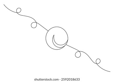 Continuous one line art of moon icon ramadan isolated outline vector drawing illustration
