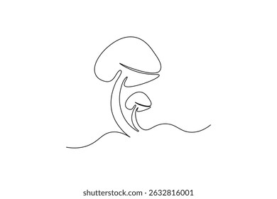 Continuous one line art of mushroom Vector illustration design
