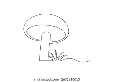 Continuous one line art of mushroom Vector illustration design
