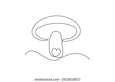 Continuous one line art of mushroom Vector illustration design
