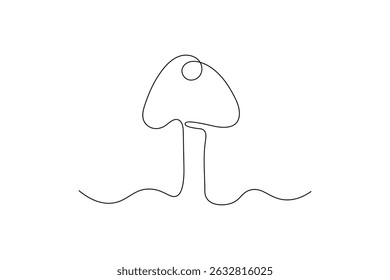 Continuous one line art of mushroom Vector illustration design
