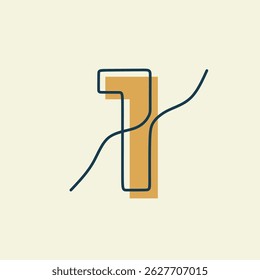 Calendario continuo de una línea de arte número 1. Icono de calendario de eventos número uno de Ilustración vectorial.
