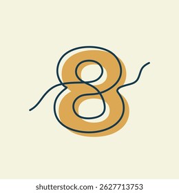 Continuous one line art number 8 calendar. Vector illustration number eight event calendar icon.