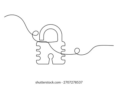 Desenho de cadeado de uma arte de linha contínua, ilustração vetorial minimalista para o conceito de segurança