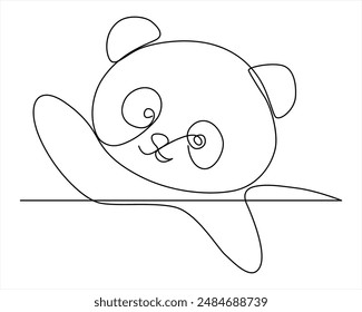 Continuous one line art of panda One single line drawing cute panda for company vector image