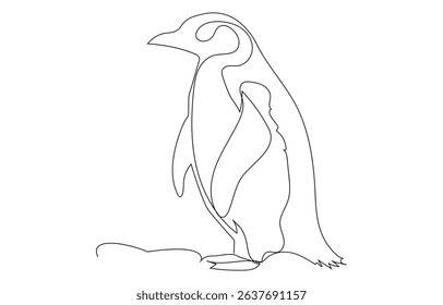Continuous one line art penguin vector illustration, Penguin Sketch Line Drawing Art Print