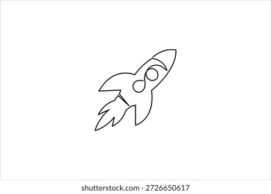 Dibujo continuo de una línea Dibujo de cohete de lanzamiento de nave espacial, inicio, Ilustración vectorial de innovación