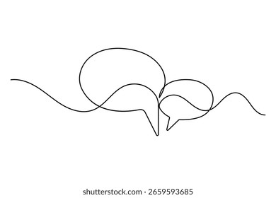 Continuous one line art of speech bubble icon in modern minimalist style isolated illustration