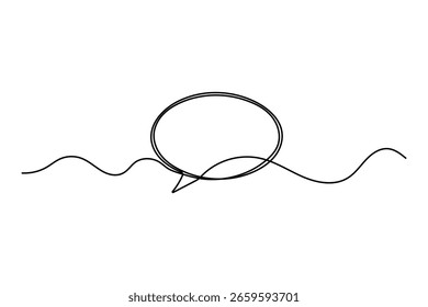Icono continuo de una línea de arte de la burbuja del discurso en la ilustración aislada del estilo minimalista moderno