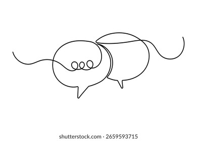 Icono continuo de una línea de arte de la burbuja del discurso en la ilustración aislada del estilo minimalista moderno