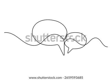 Continuous one line art of speech bubble icon in modern minimalist style isolated illustration