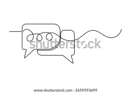 Continuous one line art of speech bubble icon in modern minimalist style isolated illustration