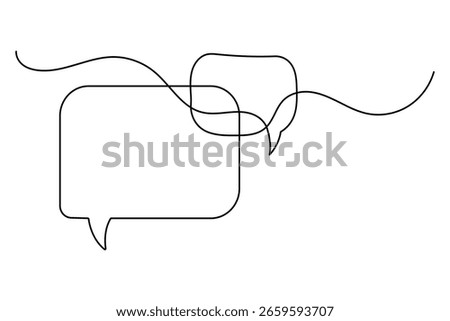 Continuous one line art of speech bubble icon in modern minimalist style isolated illustration