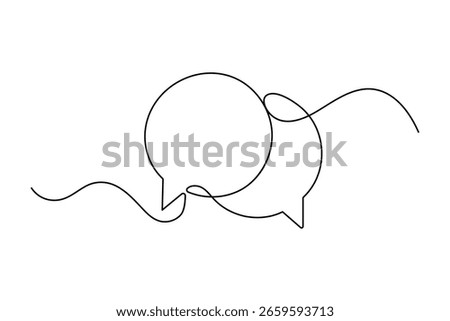 Continuous one line art of speech bubble icon in modern minimalist style isolated illustration