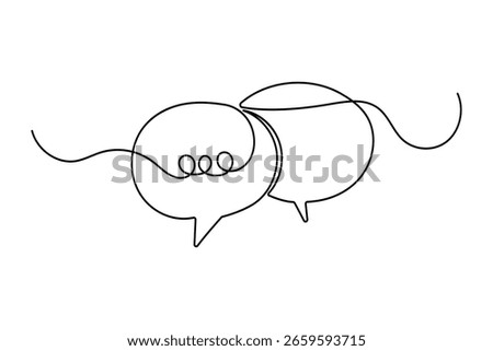 Continuous one line art of speech bubble icon in modern minimalist style isolated illustration