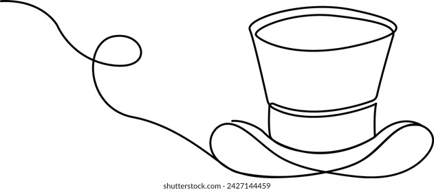 Continuous one line art St Patrick's Day Leprechaun hat vector