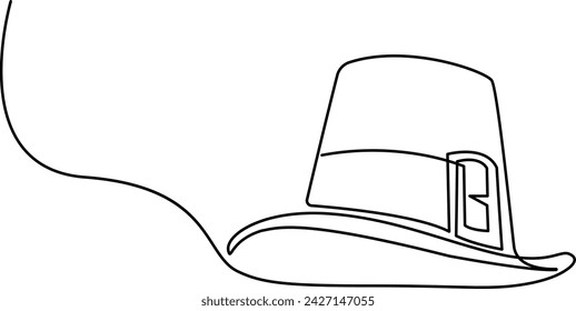 Continuous one line art St Patrick's Day Leprechaun hat vector clip art