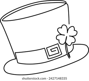 Continuous one line art St Patrick's Day Leprechaun hat vector illustration