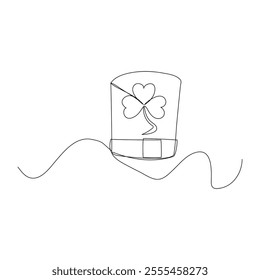 Continuous one line art St Patricks Day Leprechaun hat Irish St-Patrick’s Day Symbol of Holy Trinity