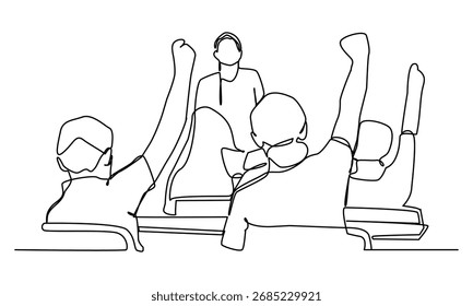 continuous one line art of students hands Leave a comment with your teacher.