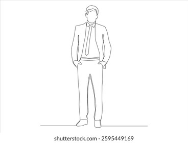 Continuous one line art of a successful businessman.