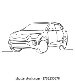 Continuous one line art of a SUV sport car. Vector illustration 