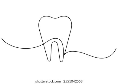 Continuous one line art of teeth isolated flat vector illustration
