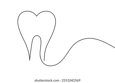 Arte continuo de una línea de dientes aislados Ilustración vectorial plana
