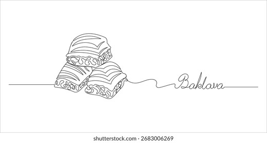Arte continuo de una línea Pistacho turco Baklava.