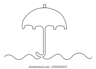 Arte continuo de una línea de paraguas doodle dibujo de contorno mínimo Ilustración vectorial aislada
