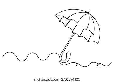 Arte continuo de una línea de paraguas doodle dibujo de contorno mínimo Ilustración vectorial aislada
