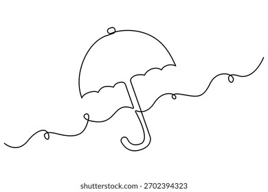 Arte continuo de una línea de paraguas doodle dibujo de contorno mínimo Ilustración vectorial aislada

