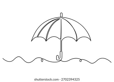 Arte continuo de una línea de paraguas doodle dibujo de contorno mínimo Ilustración vectorial aislada
