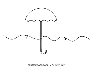 Arte continuo de una línea de paraguas doodle dibujo de contorno mínimo Ilustración vectorial aislada
