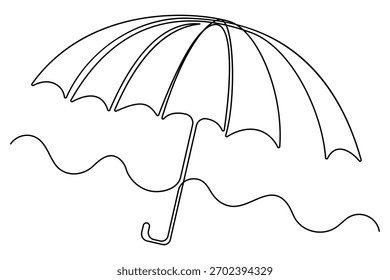 Arte continuo de una línea de paraguas doodle dibujo de contorno mínimo Ilustración vectorial aislada
