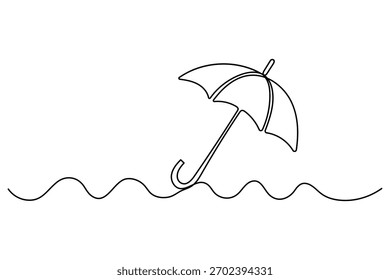 Arte continuo de una línea de paraguas doodle dibujo de contorno mínimo Ilustración vectorial aislada
