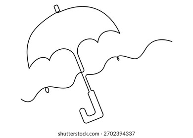 Arte continuo de una línea de paraguas doodle dibujo de contorno mínimo Ilustración vectorial aislada
