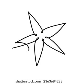 Continuous one line art vector star illustration