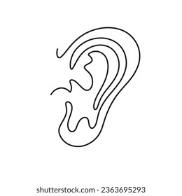 Continuous one line art vector ear  illustration