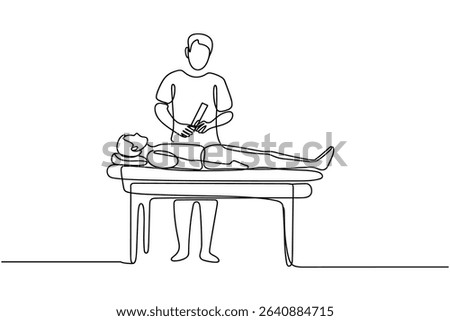 Continuous One Line Art Vector Physiotherapy Session Illustration
