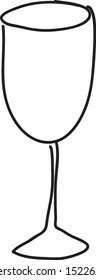 Continuous one line art. A wine glass. Drawing illustration for bar cafe menu design concept.